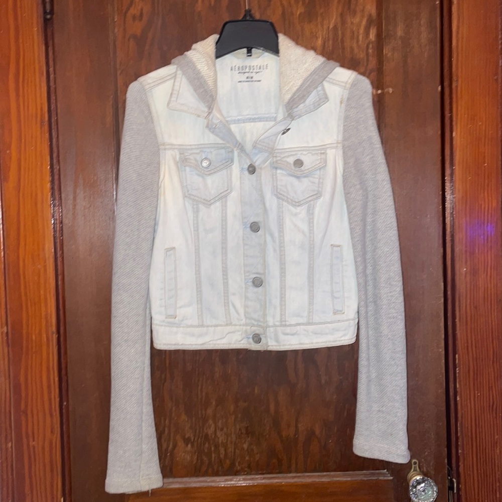 Aeropostale Jean jacket with soft grey sleeves